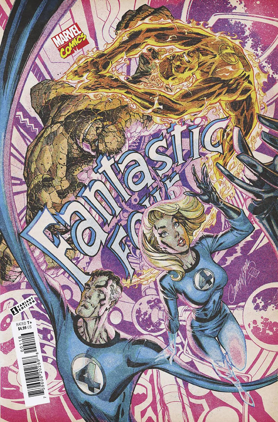 Fantastic Four Vol 7 #1 Cover L Incentive J Scott Campbell Retro Anniversary Variant Cover