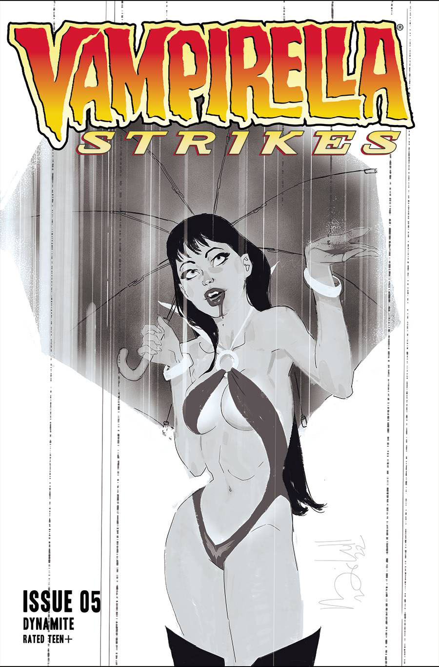 Vampirella Strikes Vol 3 #5 Cover O Incentive Ben Caldwell Black & White Cover