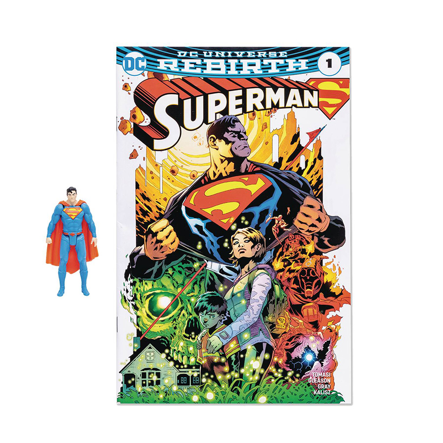 DC Direct Wave 1 Superman Rebirth Superman 3-Inch Action Figure With Comic Case