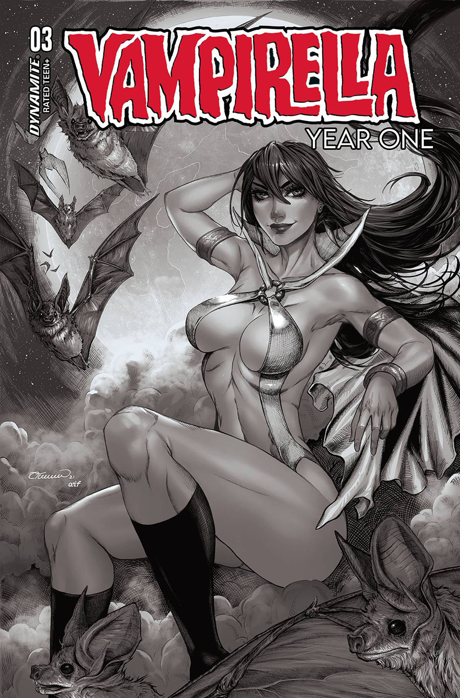 Vampirella Year One #3 Cover T Incentive Collette Turner Black & White Cover