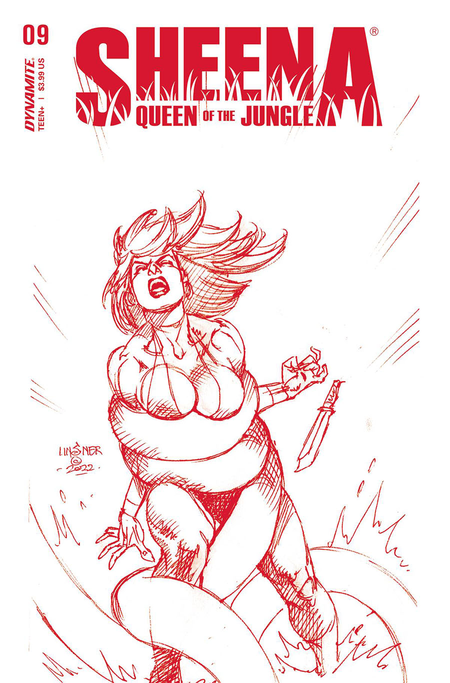 Sheena Queen Of The Jungle #9 Cover P Incentive Joseph Michael Linsner Fiery Red Line Art Cover