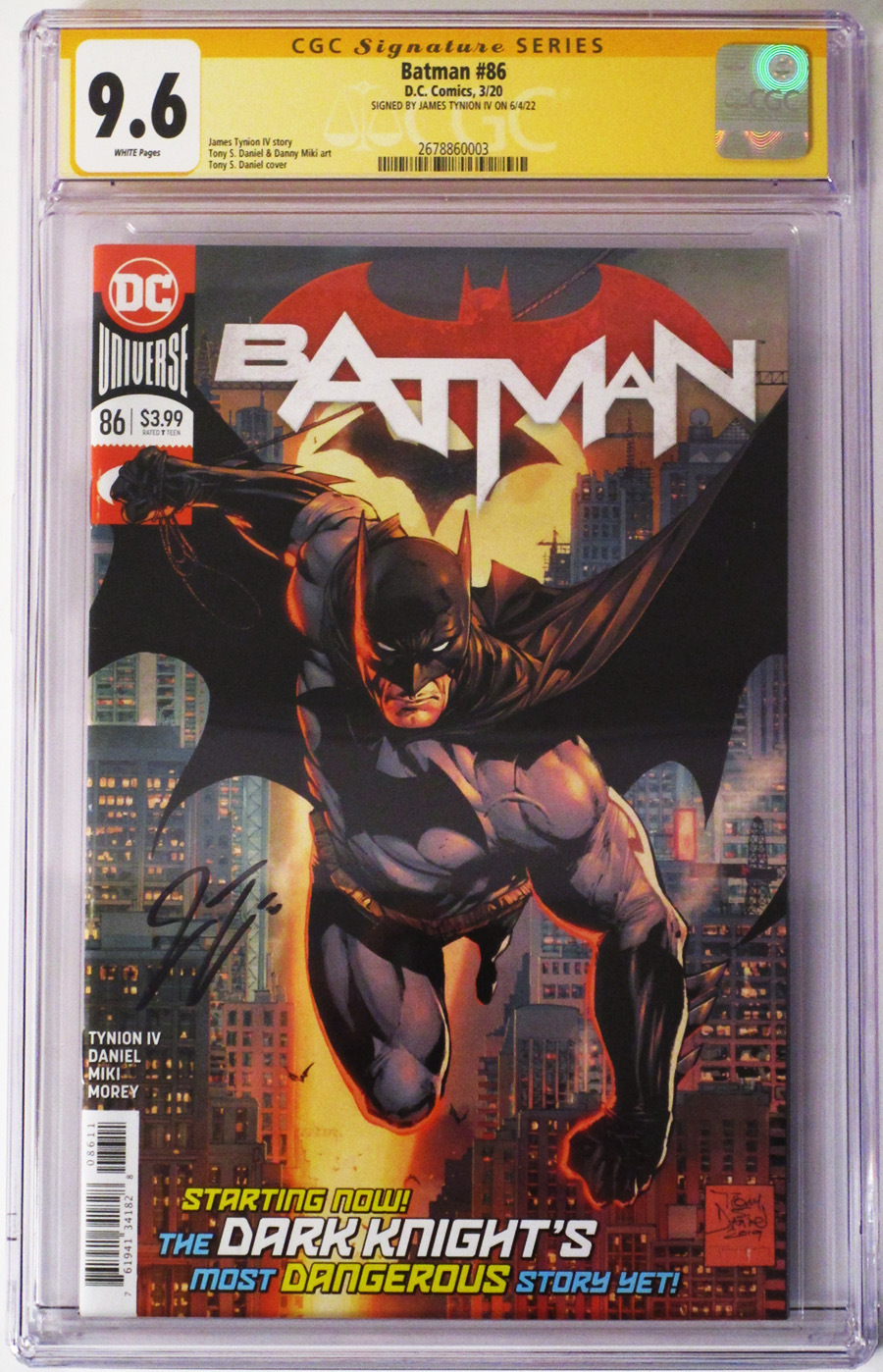 Batman Vol 3 #86 Cover F 1st Ptg Regular Tony S Daniel Cover Signed By James Tynion IV CGC 9.6