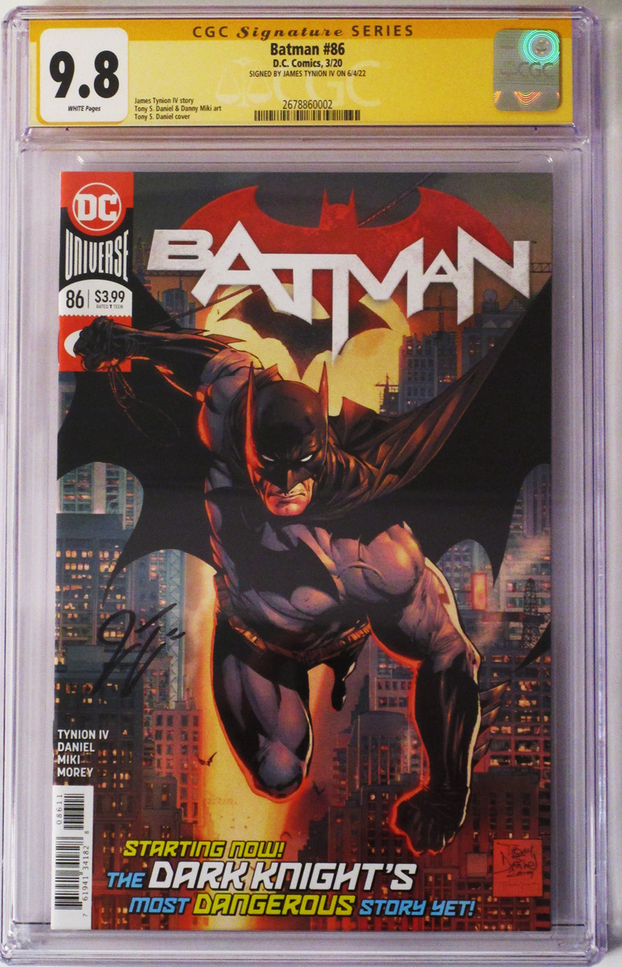 Batman Vol 3 #86 Cover G 1st Ptg Regular Tony S Daniel Cover Signed By James Tynion IV CGC 9.8