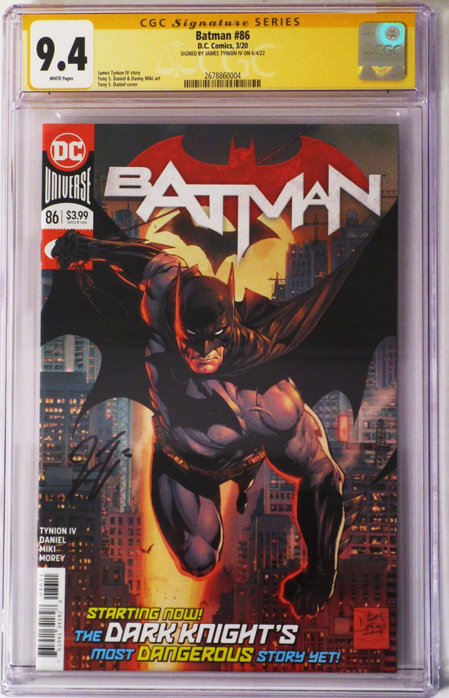 Batman Vol 3 #86 Cover H 1st Ptg Regular Tony S Daniel Cover Signed By James Tynion IV CGC 9.4