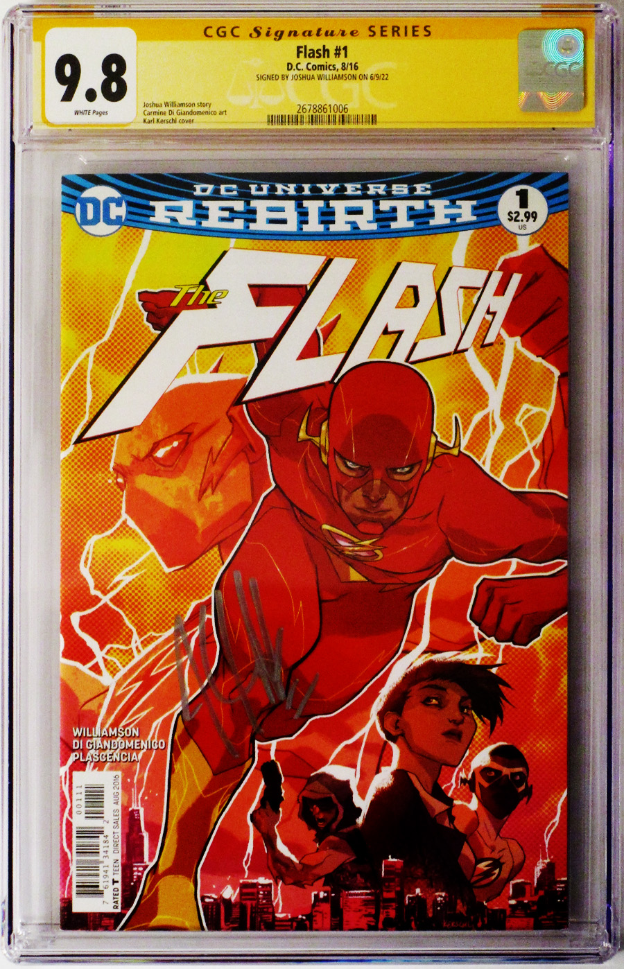 Flash Vol 5 #1 Cover E 1st Ptg Regular Karl Kerschl Cover Signed By Joshua Williamson CGC 9.8