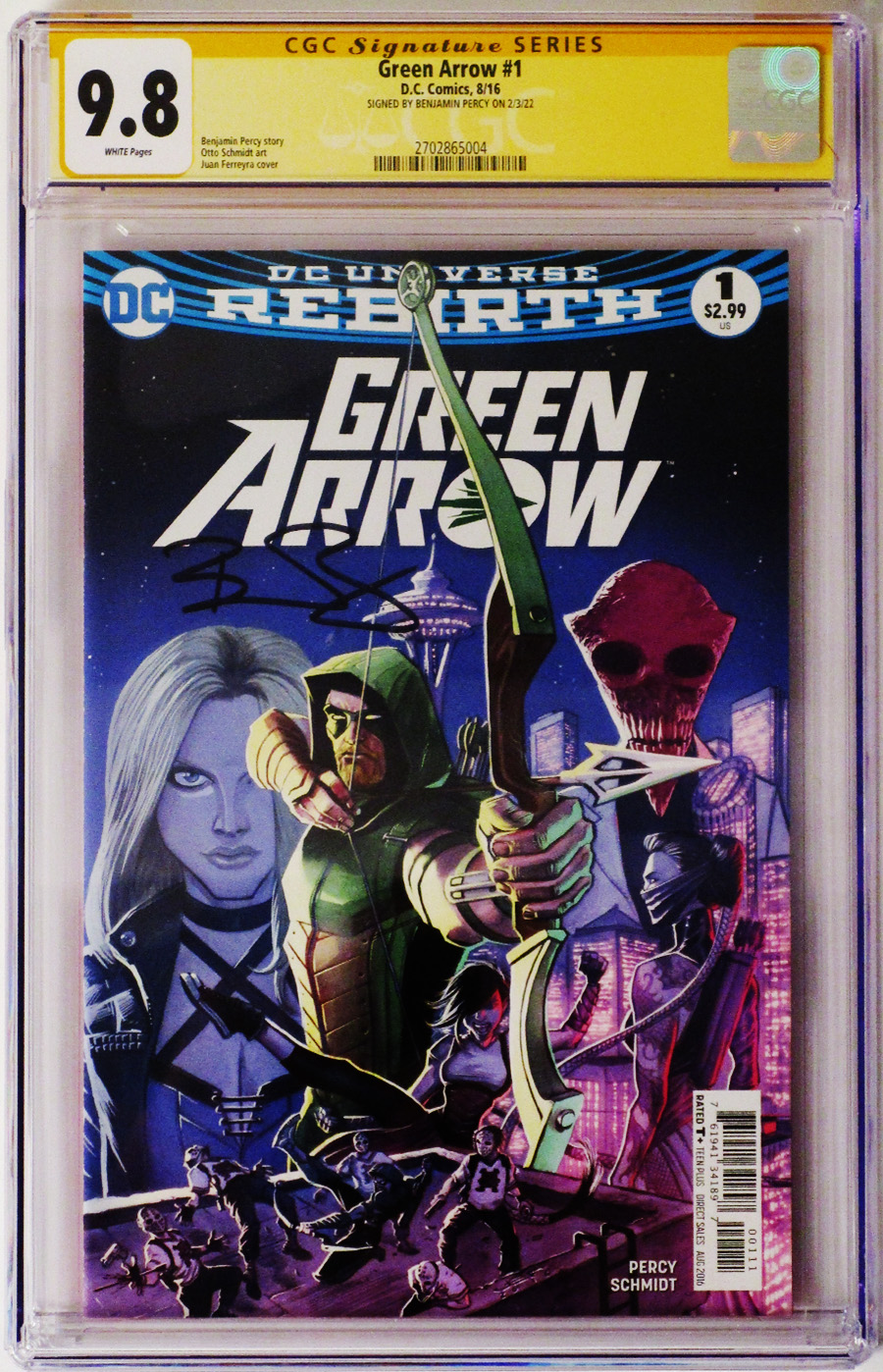 Green Arrow Vol 7 #1 Cover F 1st Ptg Regular Juan Ferreyra Cover Signed by Benjamin Percy CGC 9.8