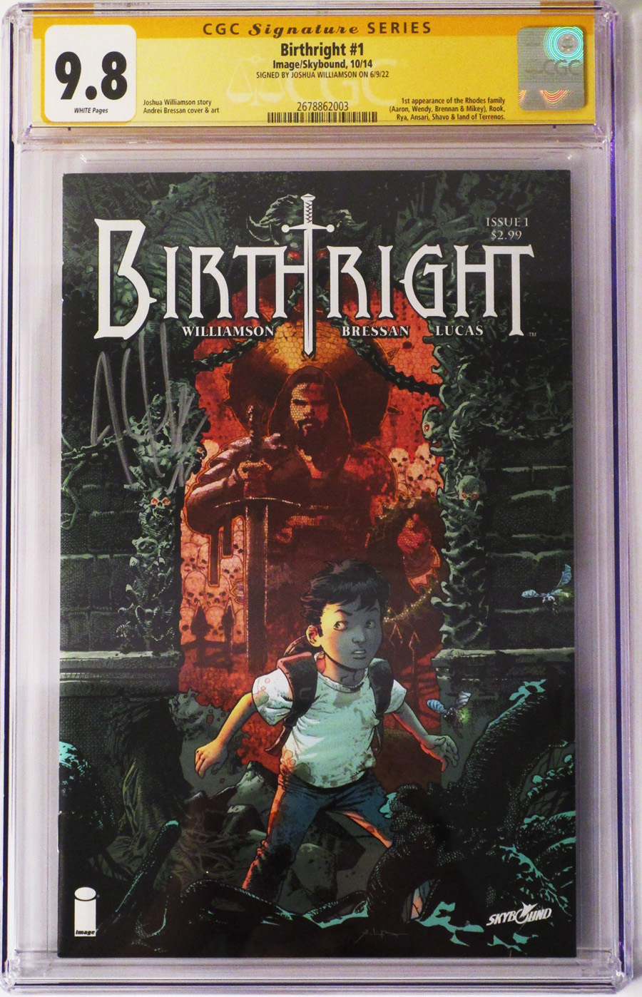 Birthright #1 Cover E 1st Ptg Regular Andrei Bressan Cover Signed By Joshua Williamson CGC 9.8
