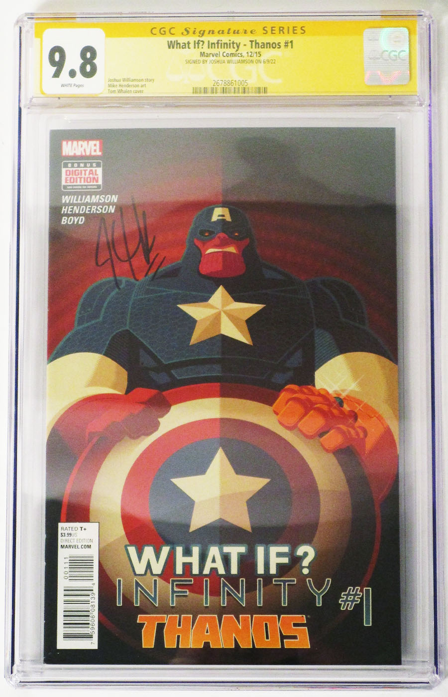 What If Infinity Thanos #1 Cover C Regular Tom Whalen Cover Signed By Joshua Williamson CGC 9.8