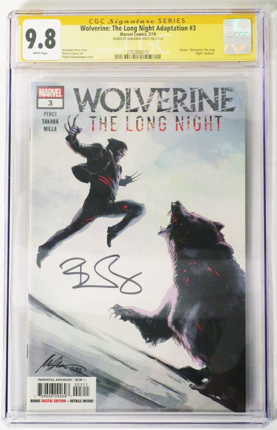 Wolverine Long Night Adaptation #3 Cover B Signed by Benjamin Percy CGC 9.8