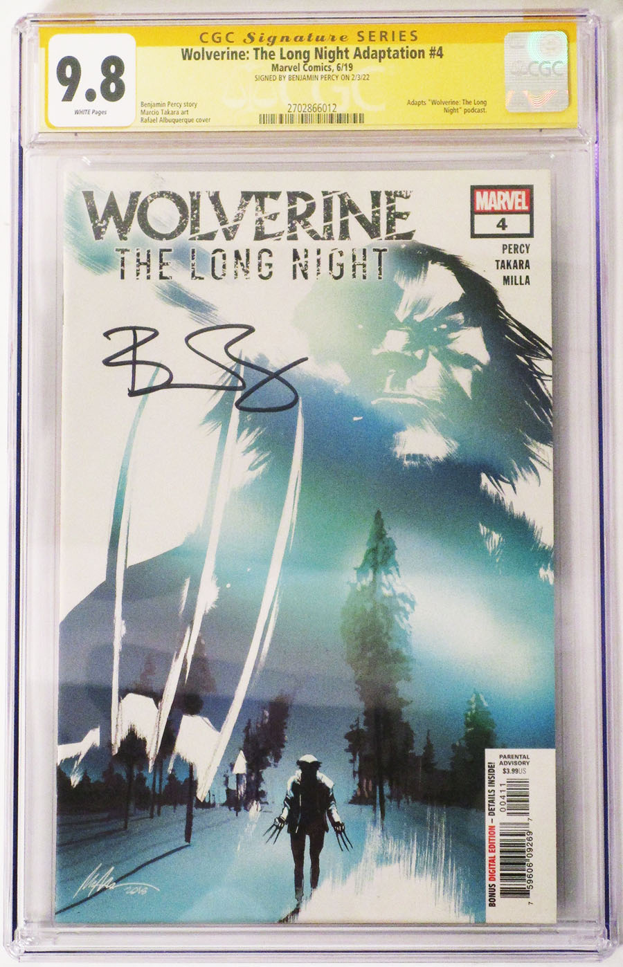 Wolverine Long Night Adaptation #4 Cover B Signed by Benjamin Percy CGC 9.8