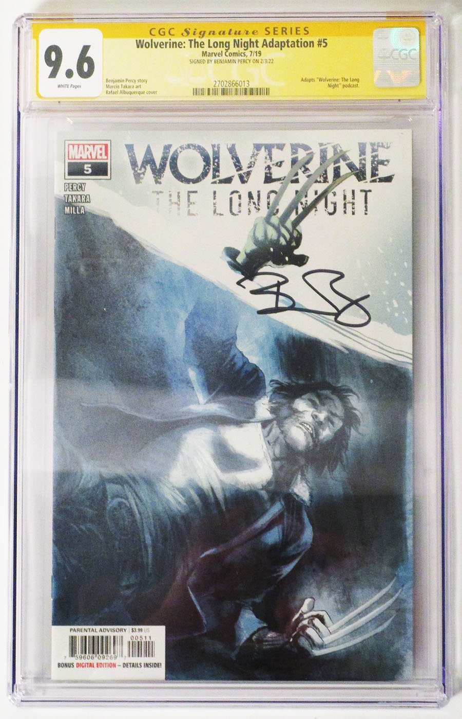 Wolverine Long Night Adaptation #5 Cover B Signed by Benjamin Percy CGC 9.6
