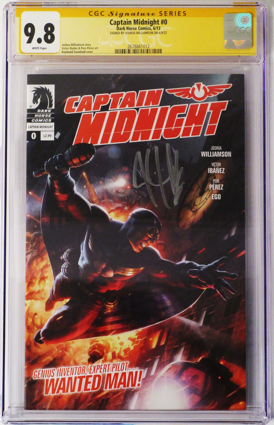 Captain Midnight Vol 2 #0 Cover B Signed By Joshua Williamson CGC 9.8