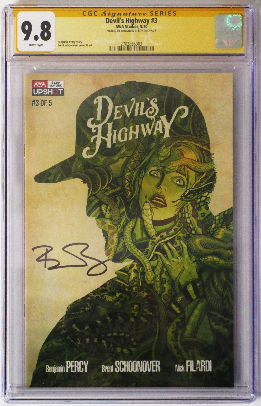 Devils Highway #3 Cover B Signed by Benjamin Percy CGC 9.8