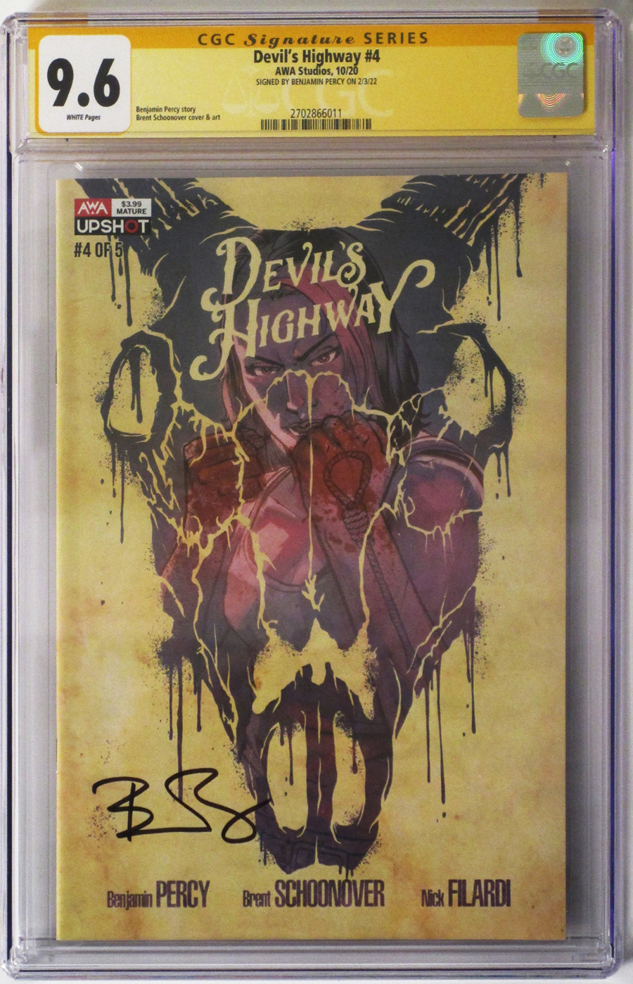 Devils Highway #4 Cover B Signed by Benjamin Percy CGC 9.6