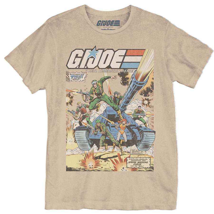 GI Joe Cover Bleached Sand Pigment Dye T-Shirt Large