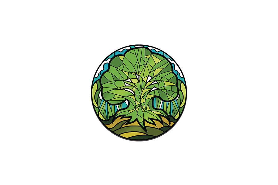 Magic The Gathering Limited Edition Stained Glass AR Pin - Forest