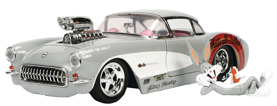 Hollywood Rides Bugs Bunny 1956 Chevy Corvette With Figure 1/24 Scale Die-Cast Vehicle