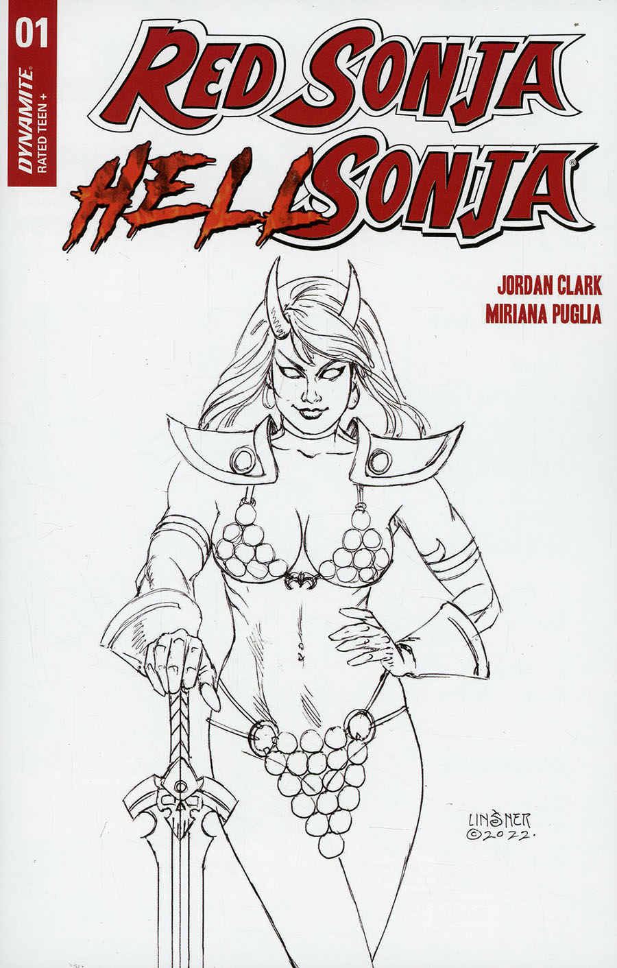 Red Sonja Hell Sonja #1 Cover I Incentive Joseph Michael Linsner Black & White Cover