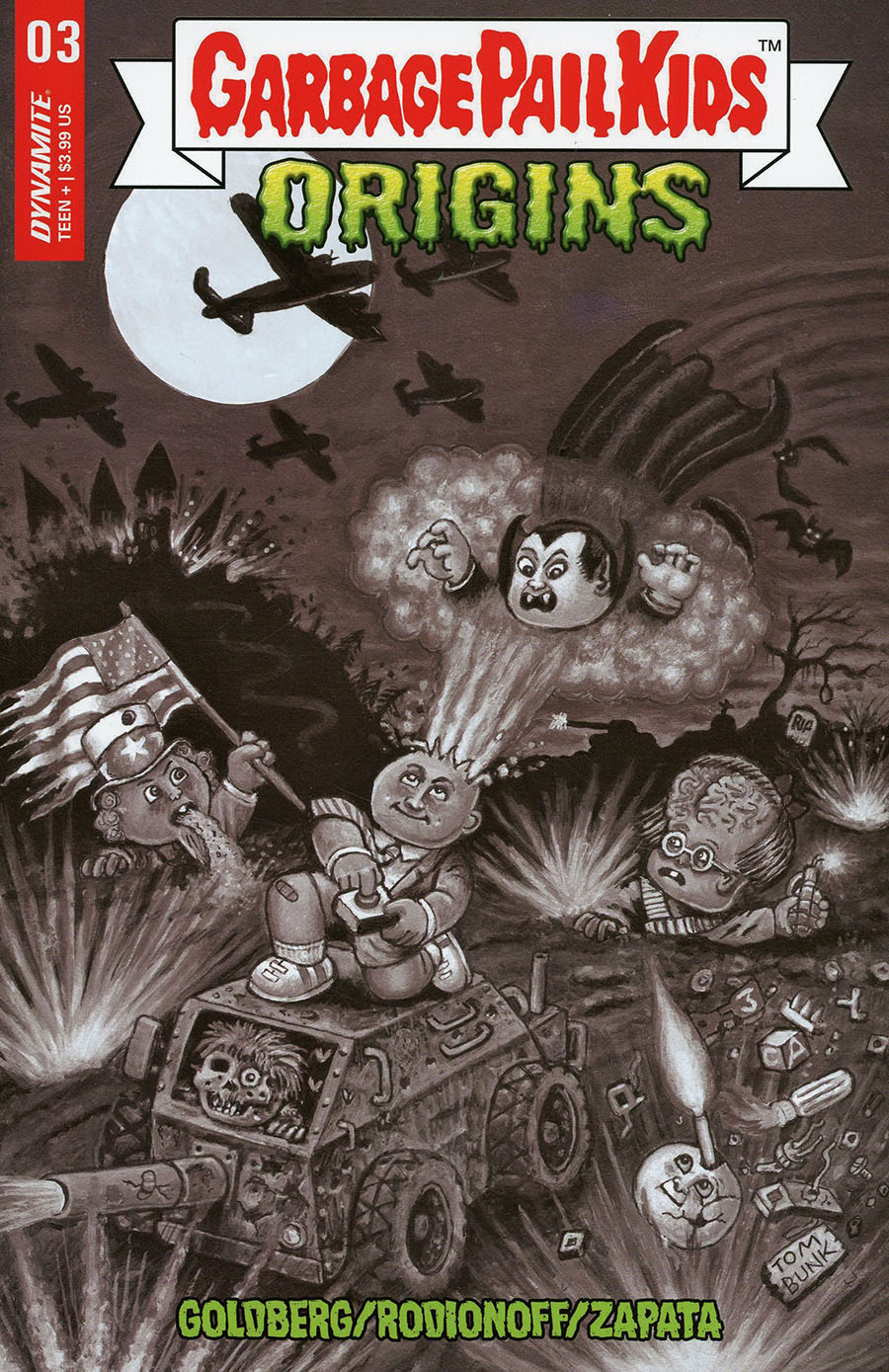 Garbage Pail Kids Origins #3 Cover G Incentive Tom Bunk Black & White Cover