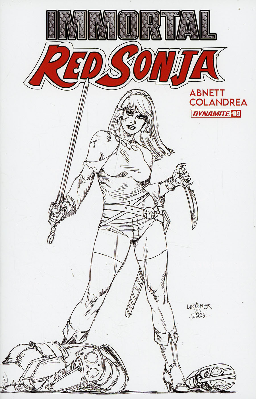 Immortal Red Sonja #9 Cover G Incentive Joseph Michael Linsner Black & White Line Art Cover