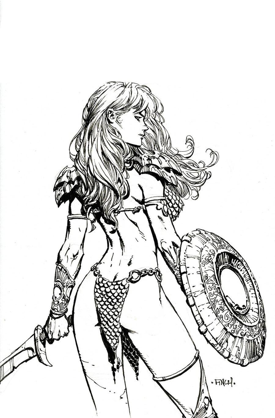 Unbreakable Red Sonja #3 Cover H Incentive David Finch Black & White Virgin Cover