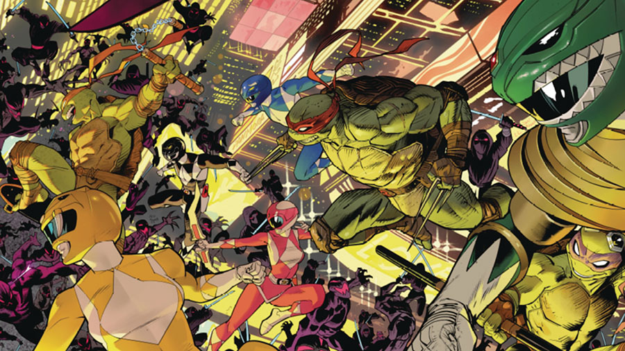 Mighty Morphin Power Rangers Teenage Mutant Ninja Turtles II #1 Cover W DF Signed By Ryan Parrot