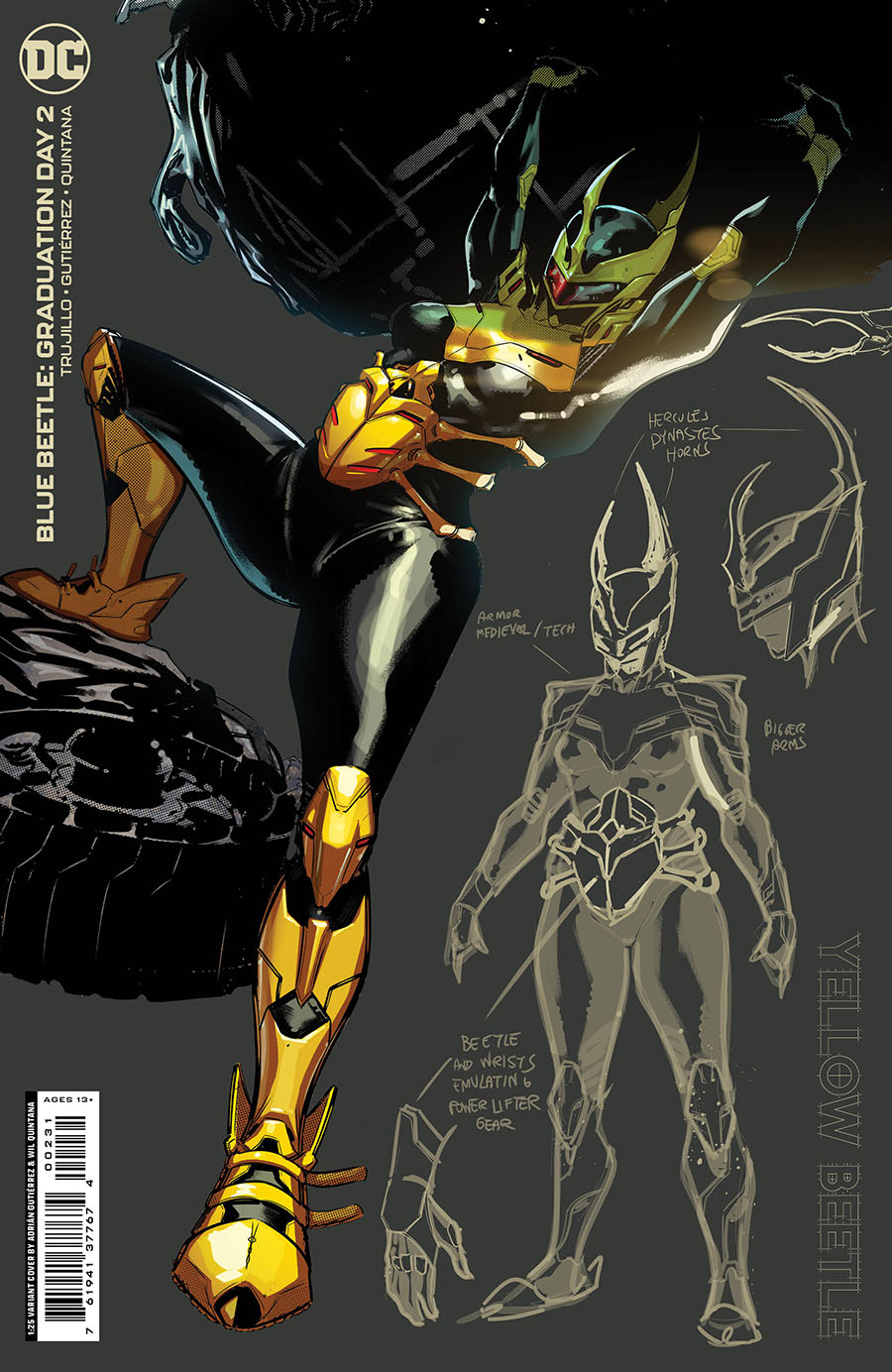 Blue Beetle Graduation Day #2 Cover D Incentive Adrian Gutierrez Yellow Beetle Design Card Stock Variant Cover
