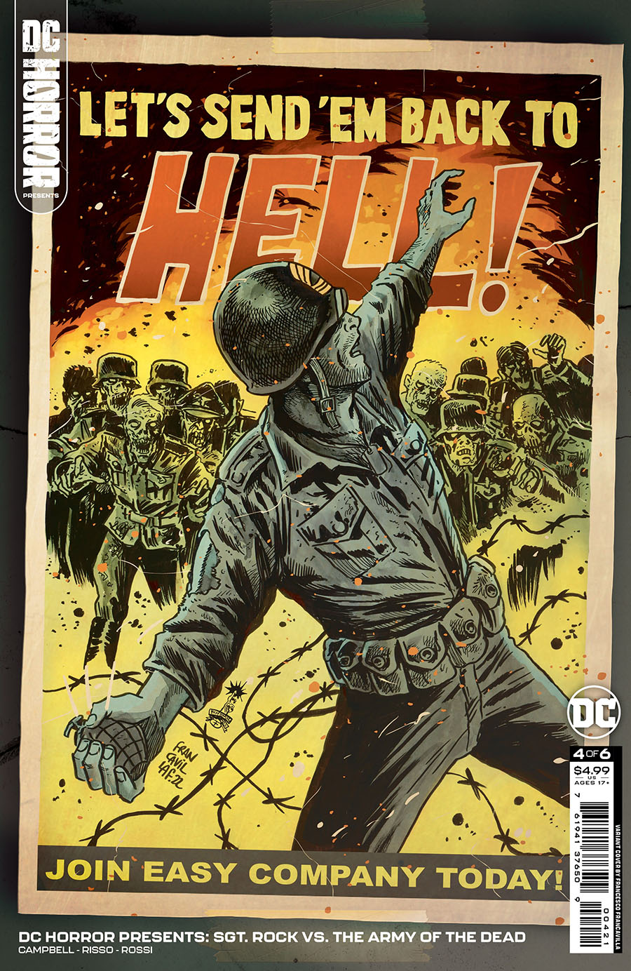 DC Horror Presents Sgt Rock vs The Army Of The Dead #4 Cover B Variant Francesco Francavilla Card Stock Cover