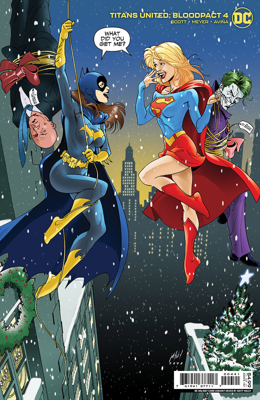 Titans United Bloodpact #4 Cover C Variant Matt Haley DC Holiday Card Card Stock Cover