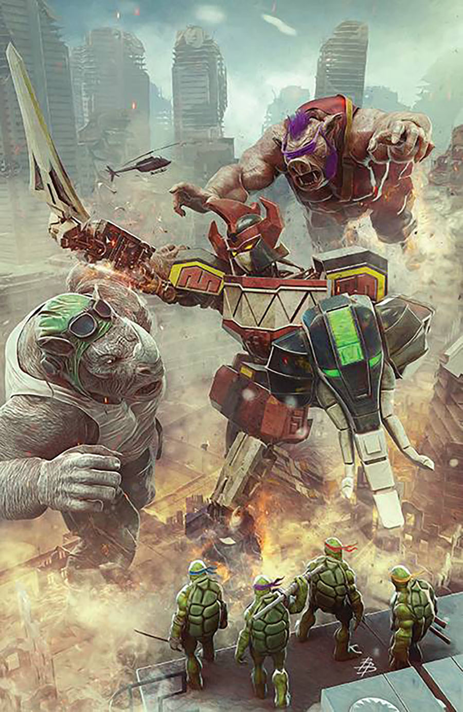 Mighty Morphin Power Rangers Teenage Mutant Ninja Turtles II #1 Cover P Incentive Bjorn Barends Card Stock Variant Cover