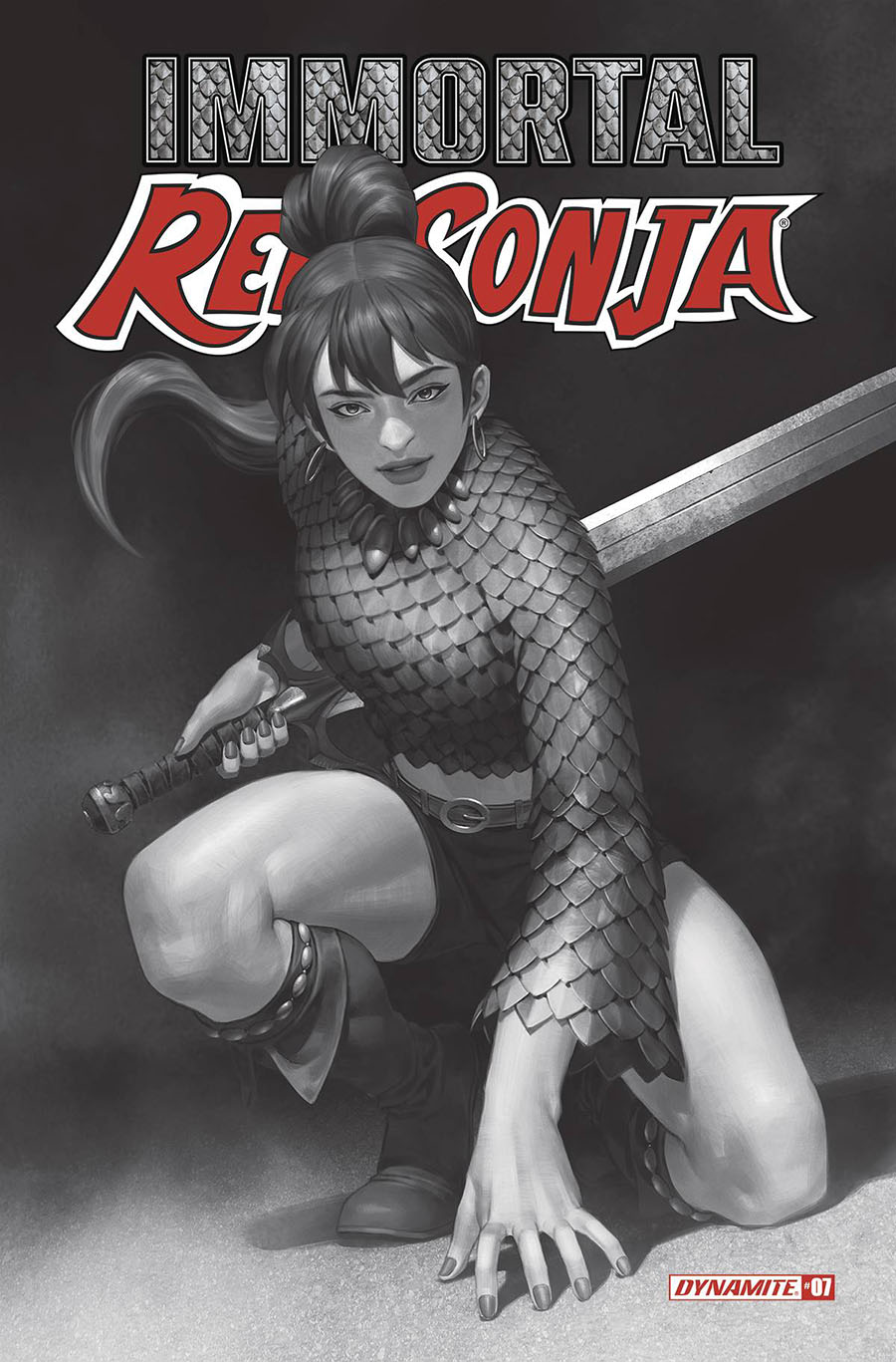 Immortal Red Sonja #7 Cover O Incentive Junggeun Yoon Black & White Cover