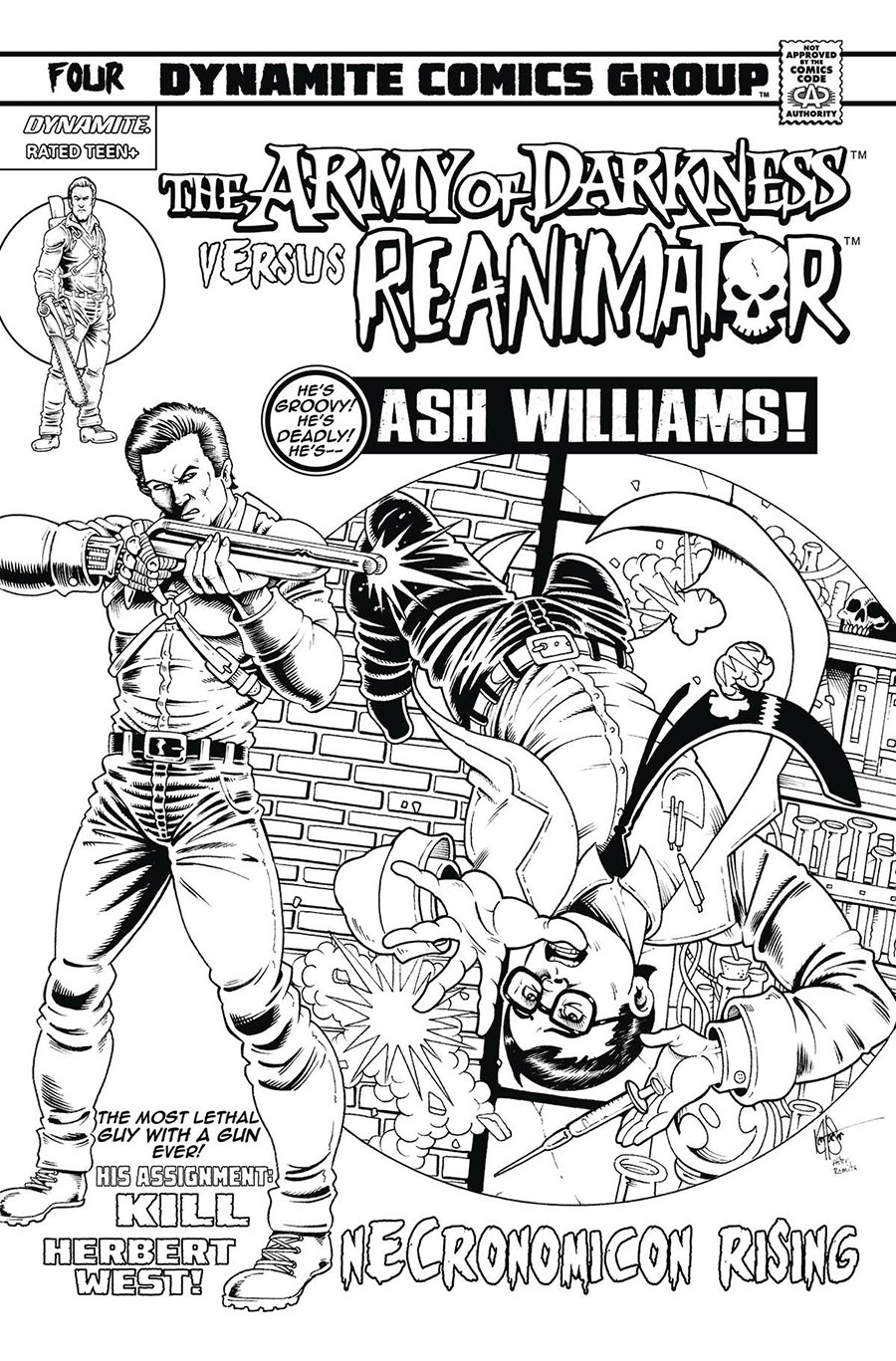 Army Of Darkness vs Reanimator Necronomicon Rising #4 Cover L Incentive Ken Haeser Black & White Cover