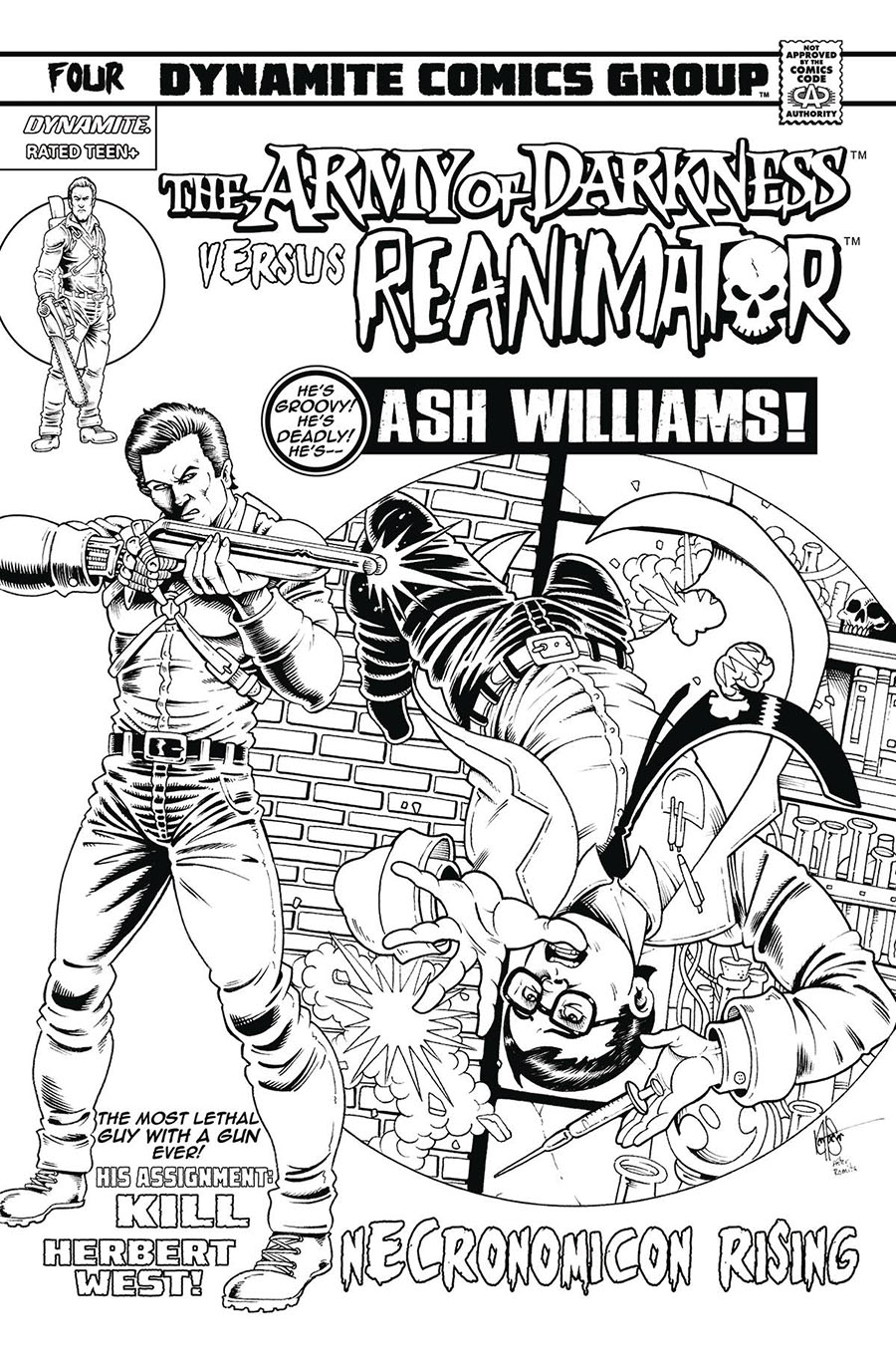 Army Of Darkness vs Reanimator Necronomicon Rising #4 Cover L Incentive Ken Haeser Black & White Cover