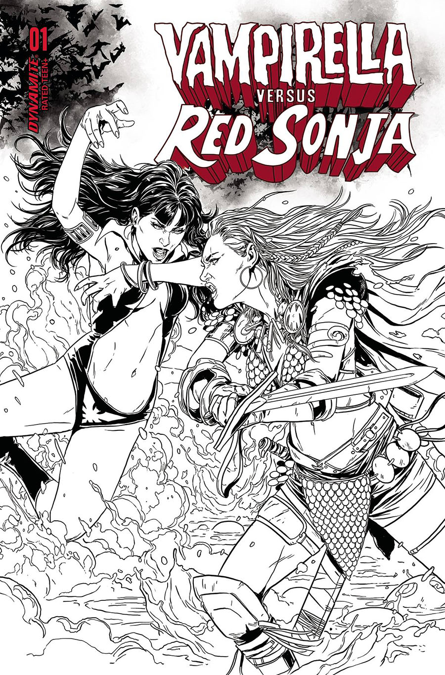 Vampirella vs Red Sonja #1 Cover U Incentive Marc Laming Black & White Cover