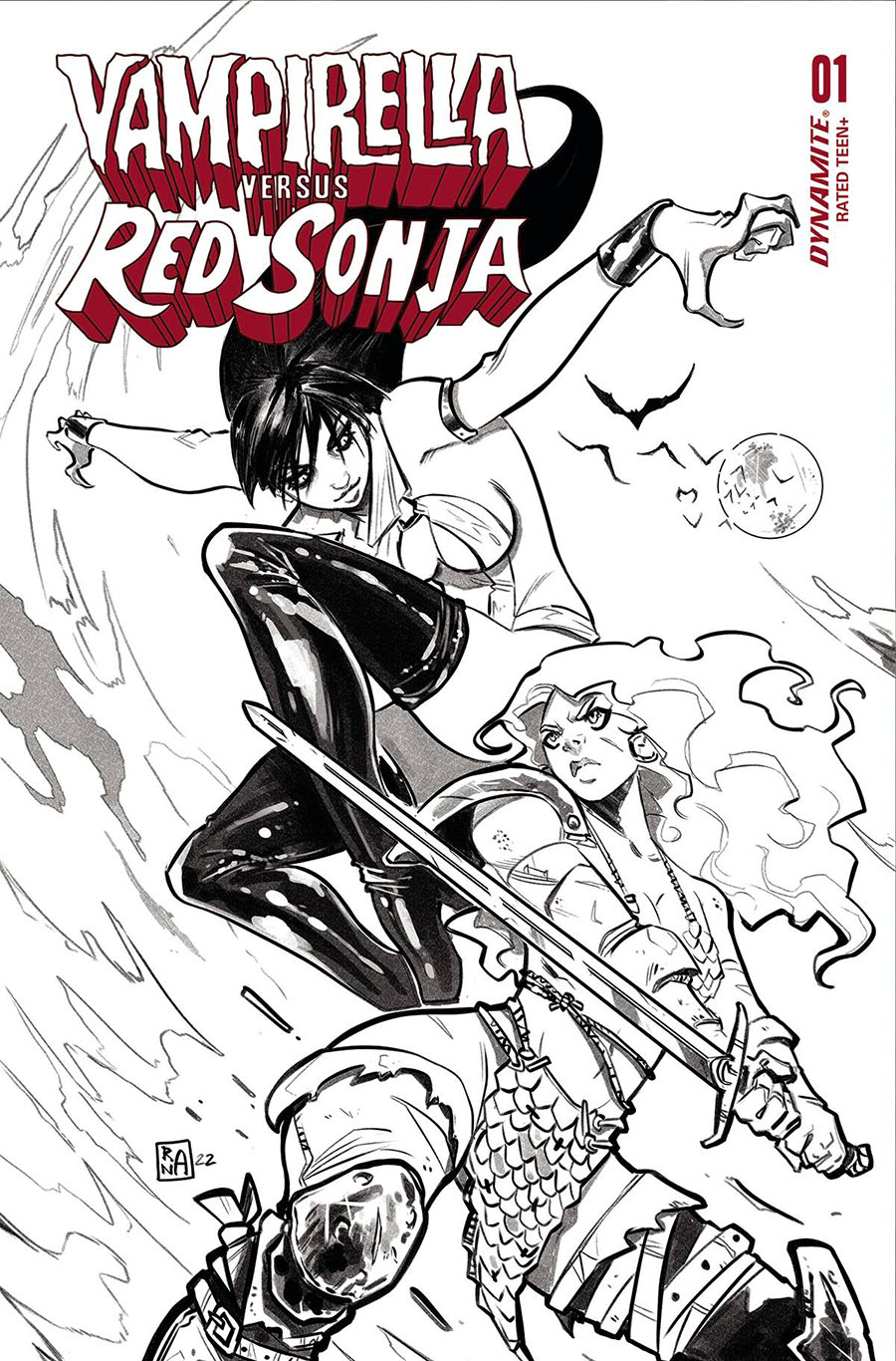 Vampirella vs Red Sonja #1 Cover V Incentive Alessandro Ranaldi Black & White Cover