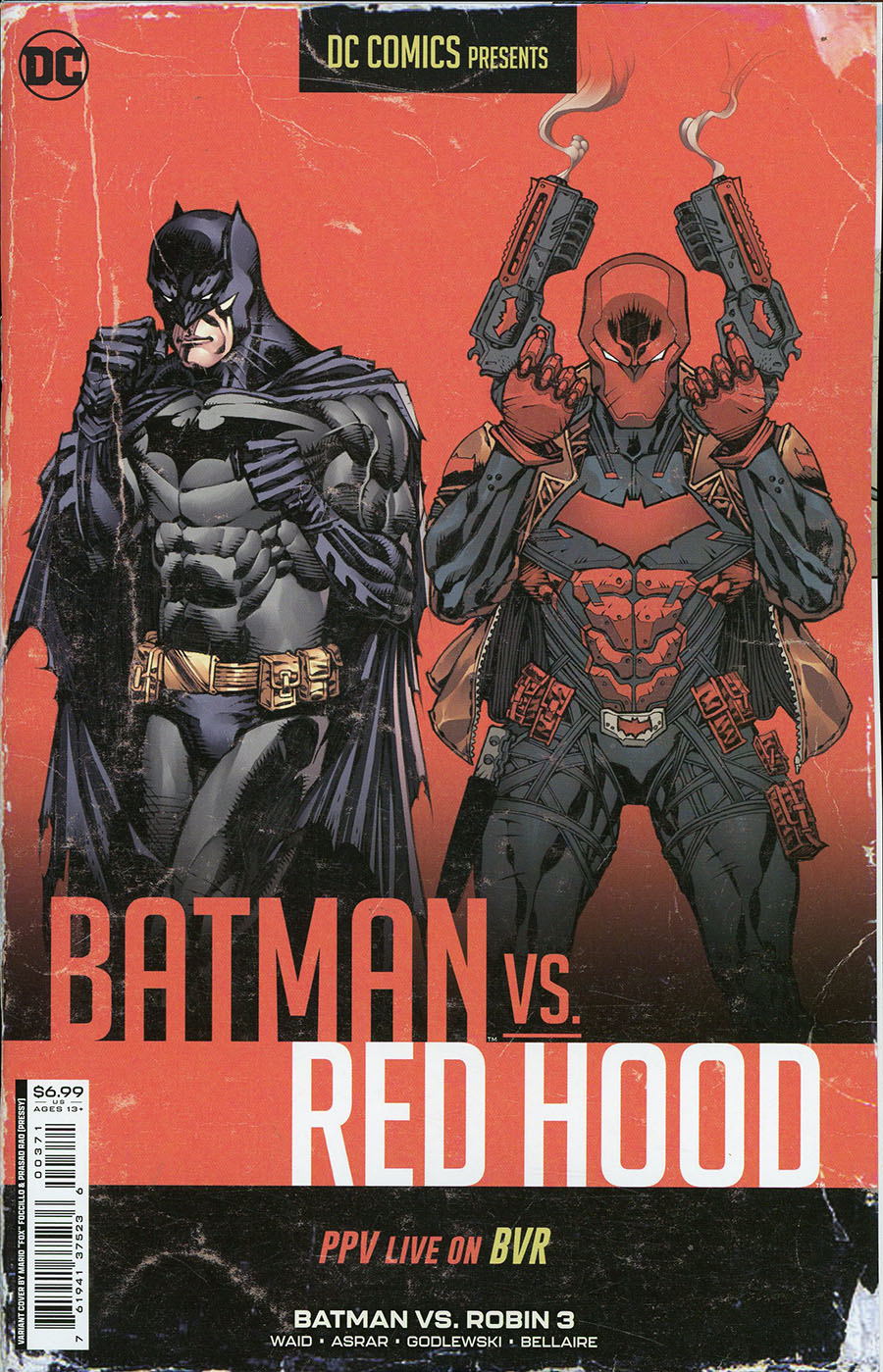 Batman vs Robin #3 Cover E Variant Mario Fox Foccillo Fight Poster Batman vs Red Hood Card Stock Cover
