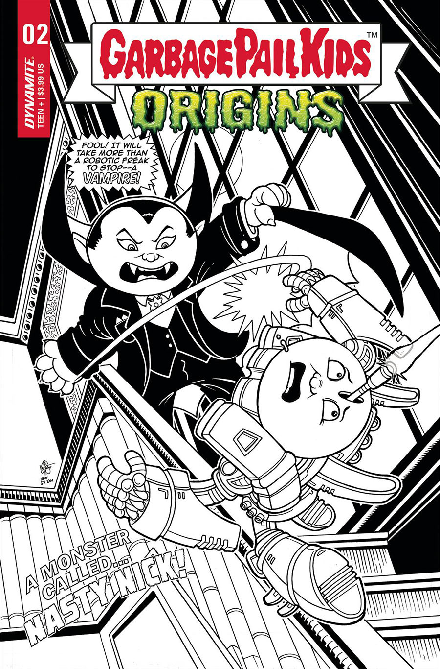 Garbage Pail Kids Origins #2 Cover K Incentive Ken Haeser Black & White Cover
