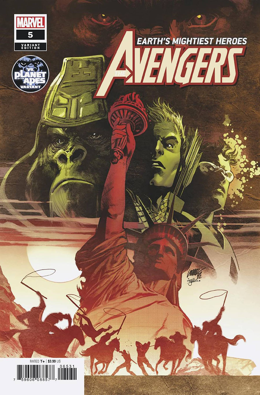 Avengers Vol 7 #65 Cover C Variant Pepe Larraz Planet Of The Apes Cover (Avengers Assemble Part 6)