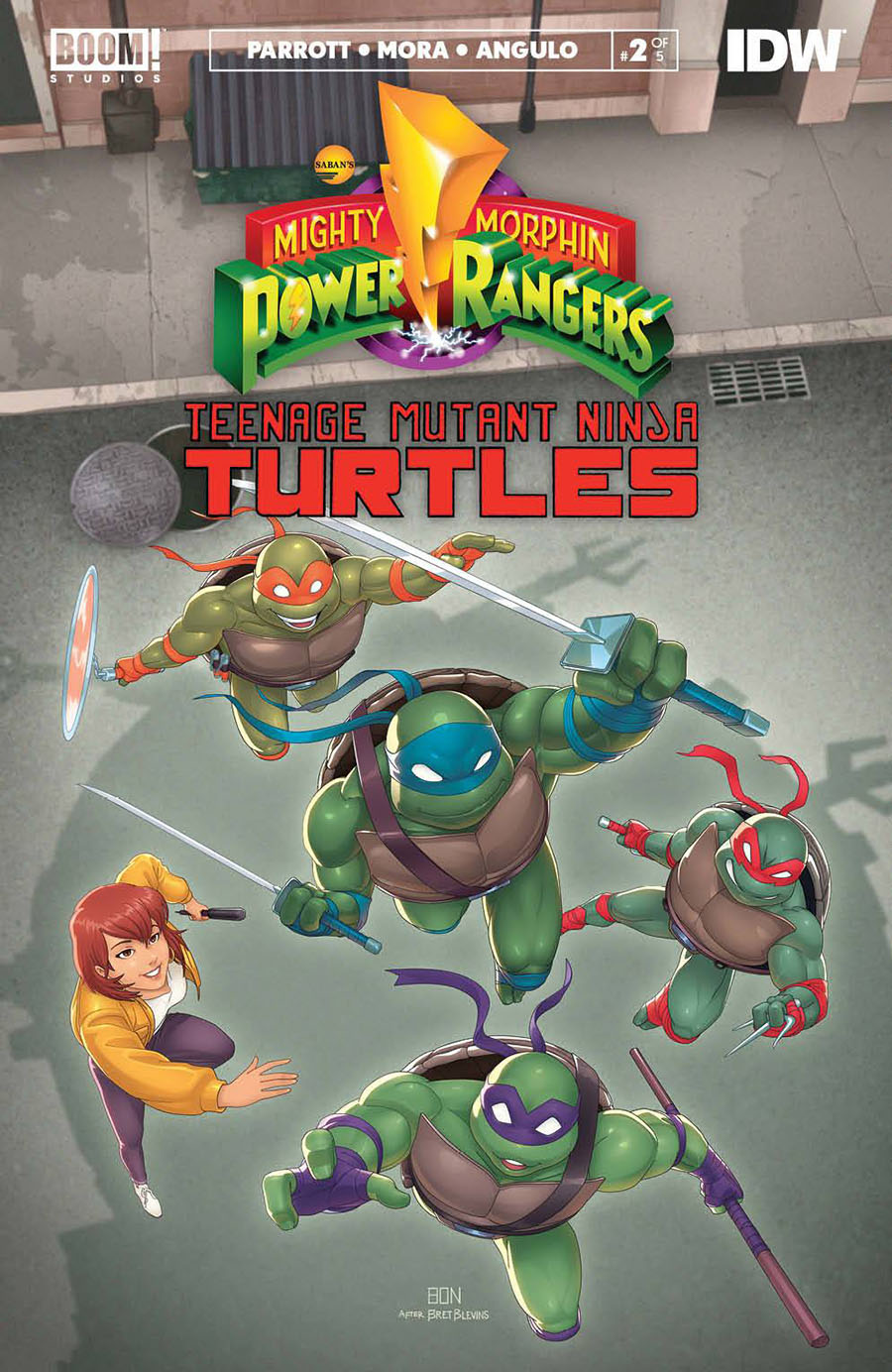 Mighty Morphin Power Rangers Teenage Mutant Ninja Turtles II #2 Cover D Variant Bon Bernardo TMNT Cover