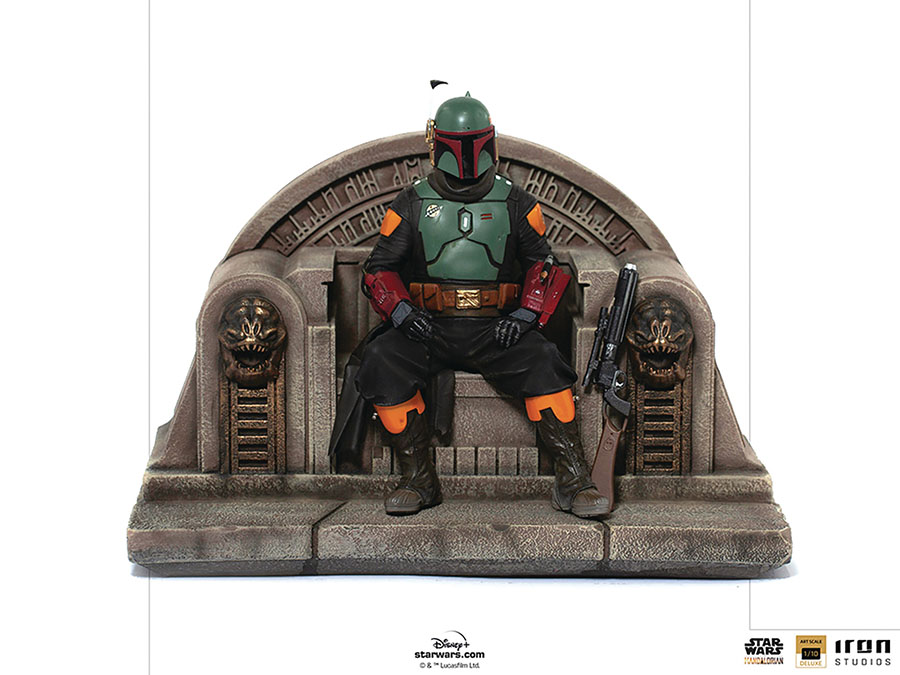 Star Wars The Mandalorian Boba Fett On Throne Deluxe Art Scale 1/10 Scale Statue