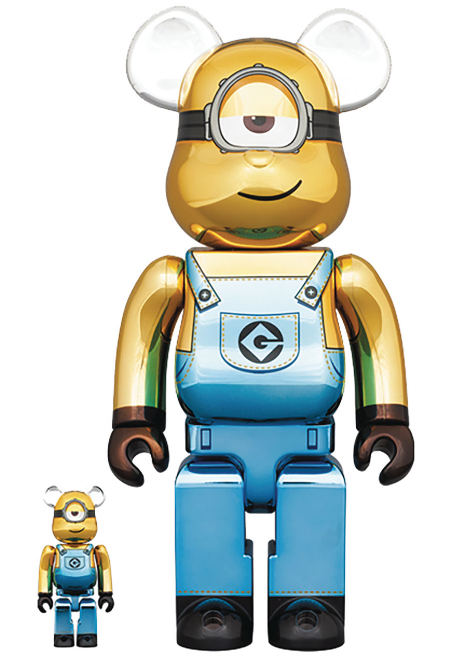 Minions Stuart Chrome 100 Percent & 400 Percent 2-Pack Bearbrick