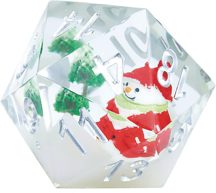 Christmas Scenic 54mm D20 Dice - Snowman