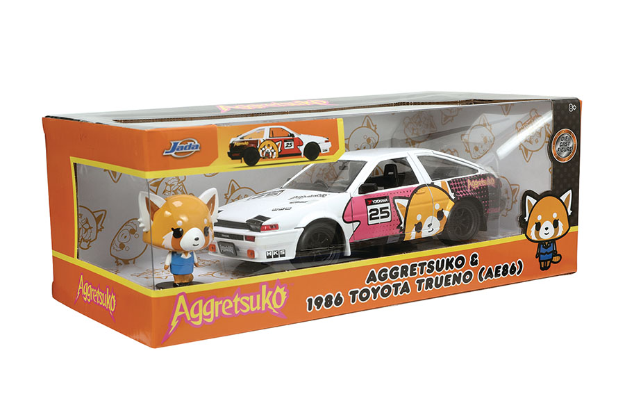 Hollywood Rides Aggretsuko 1986 Toyota Trueno AE86 1/24 Scale Die-Cast Vehicle