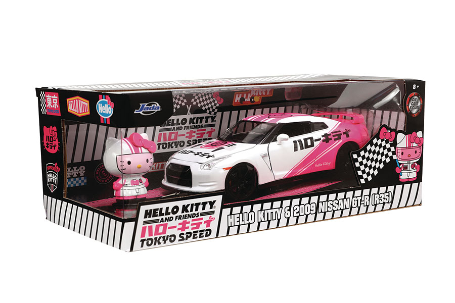 Hello Kitty Tokyo Speed 09 GT-R Hollywood Rides With Figure 1/24 Scale Die-Cast Vehicle