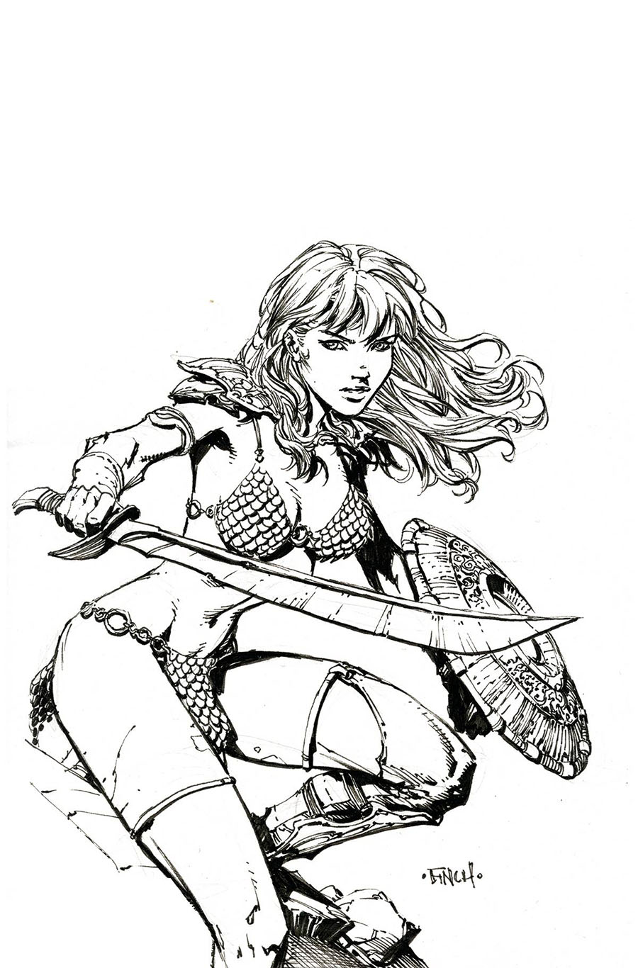 Unbreakable Red Sonja #4 Cover H Incentive David Finch Black & White Virgin Cover