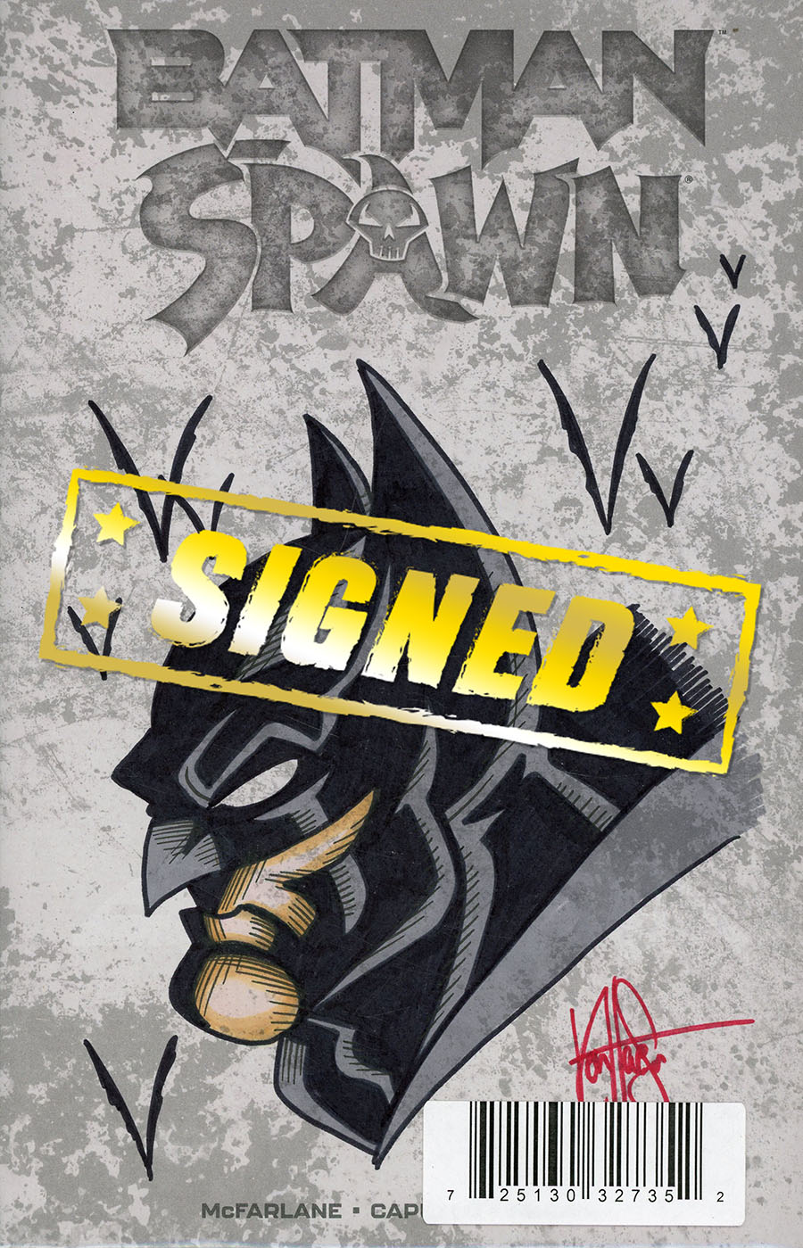 Batman Spawn #1 (One Shot) Cover Z DF Variant Blank Commissioned Cover Art Signed & Remarked By Ken Haeser With A Batman Hand-Drawn Sketch