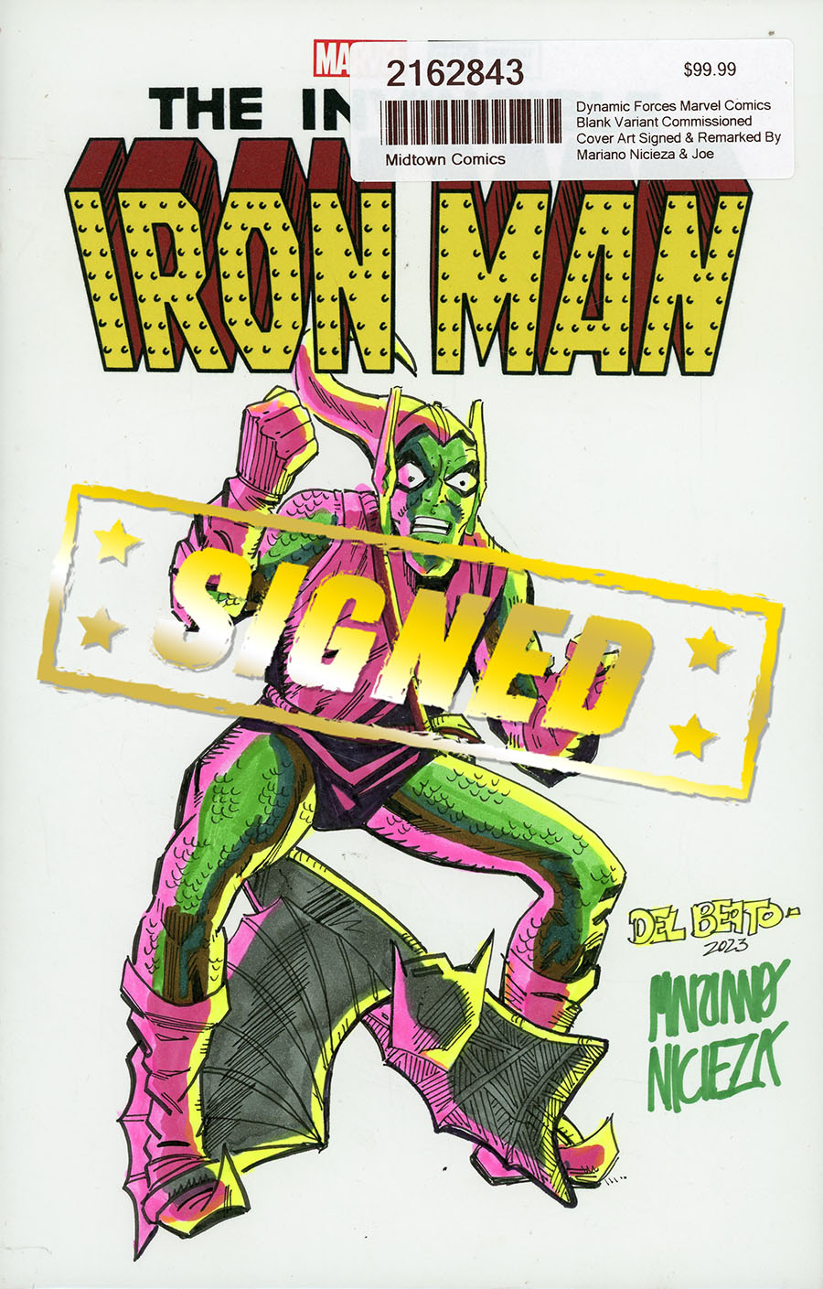 Dynamic Forces Marvel Comics Blank Variant Commissioned Cover Art Signed & Remarked By Mariano Nicieza & Joe Delbeato With A Green Goblin Hand-Drawn S
