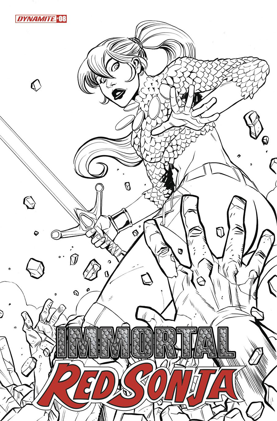 Immortal Red Sonja #8 Cover N Incentive Drew Moss Black & White Cover
