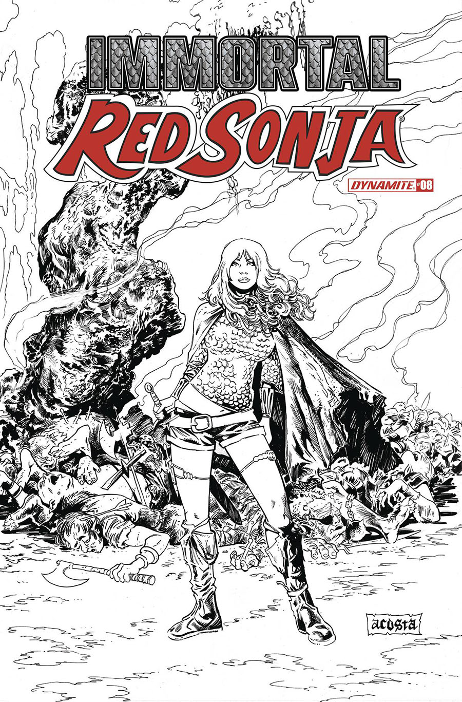 Immortal Red Sonja #8 Cover O Incentive Dave Acosta Black & White Cover