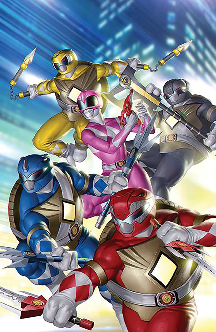 Mighty Morphin Power Rangers Teenage Mutant Ninja Turtles II #2 Cover H Incentive Junggeun Yoon Virgin Card Stock Variant Cover